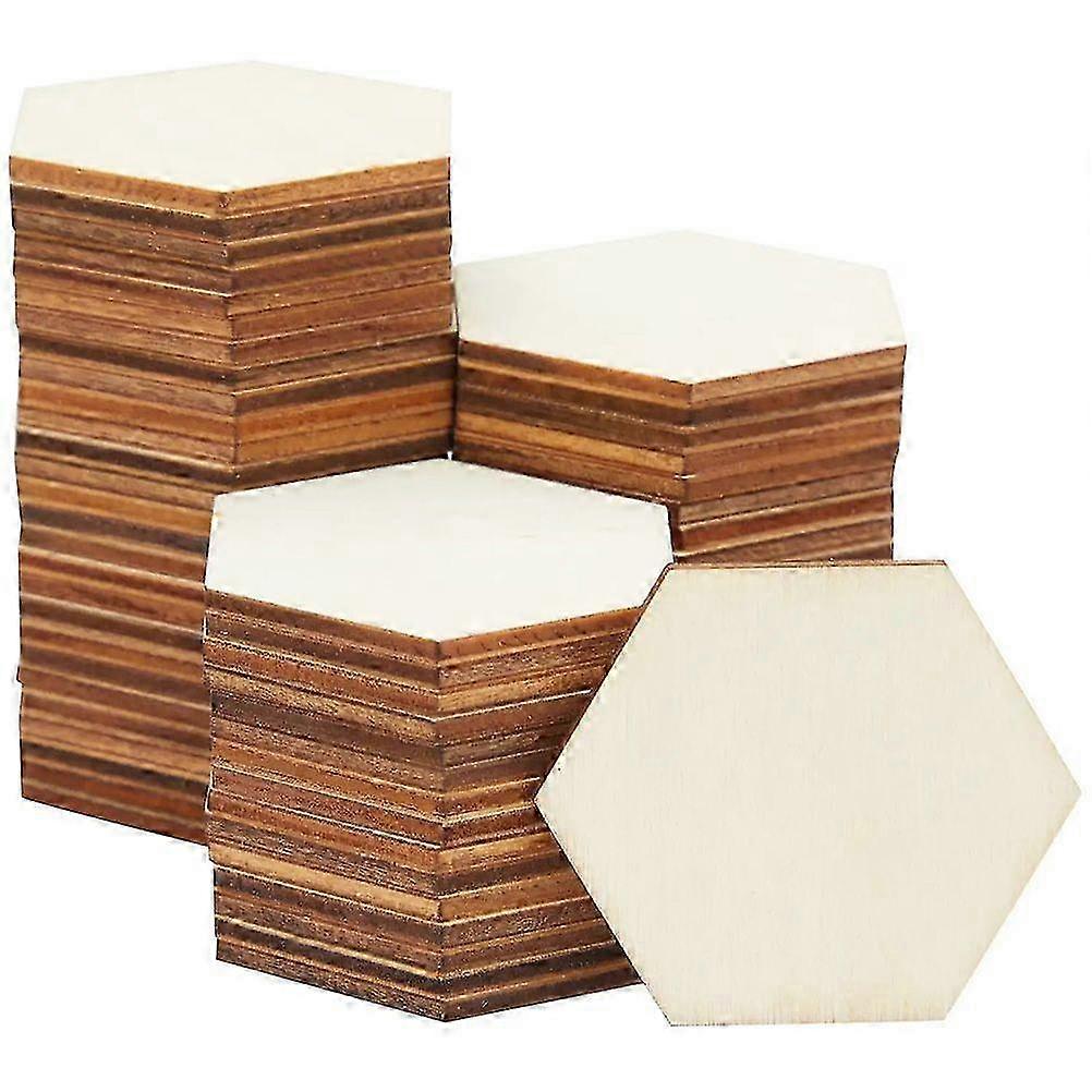 Blank hexagon wood slices for painting - 100pcs unfinished DIY
