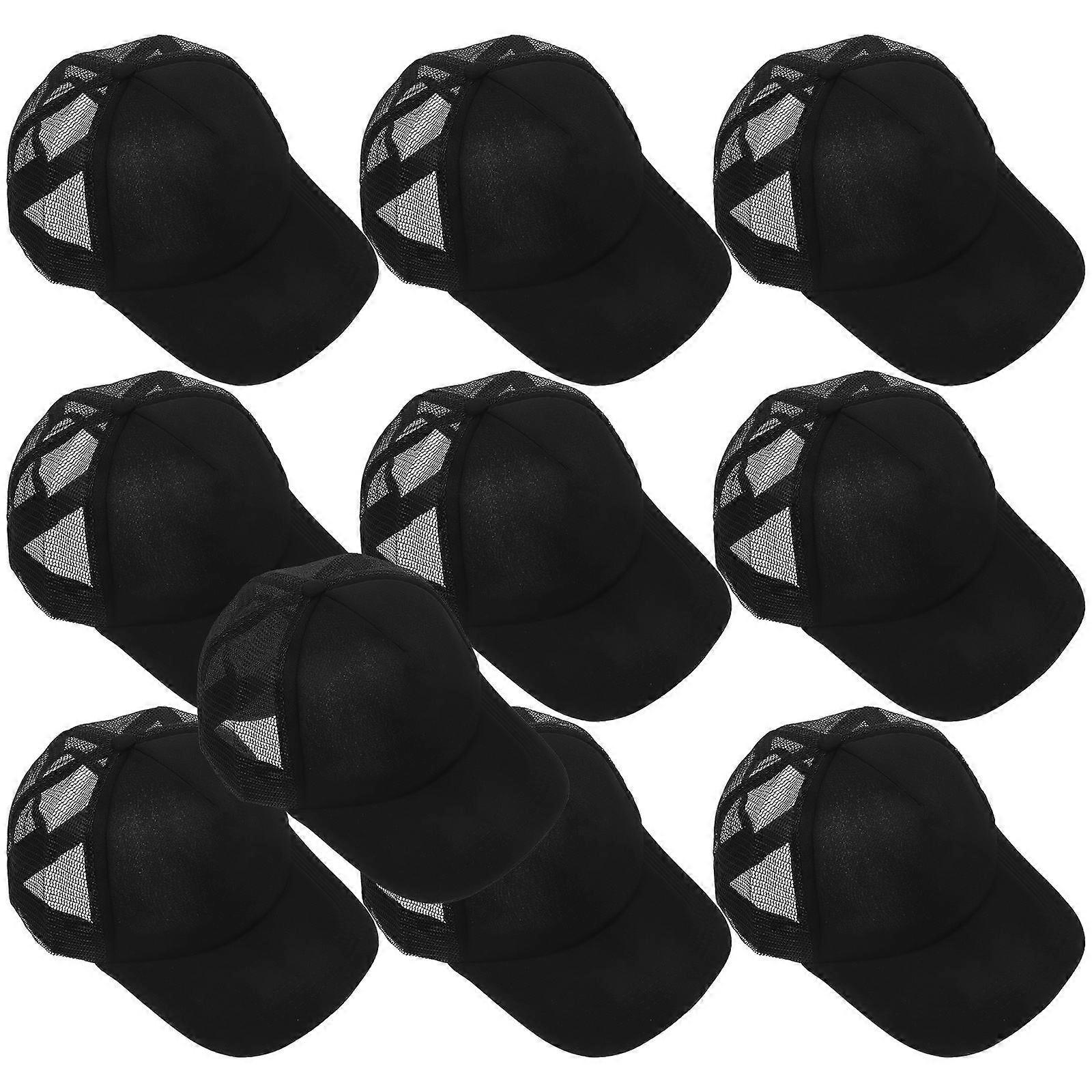 10Pack Black Sublimation Mesh Baseball Caps for Daily Use Lightweight DIY Heat Transfer Hats