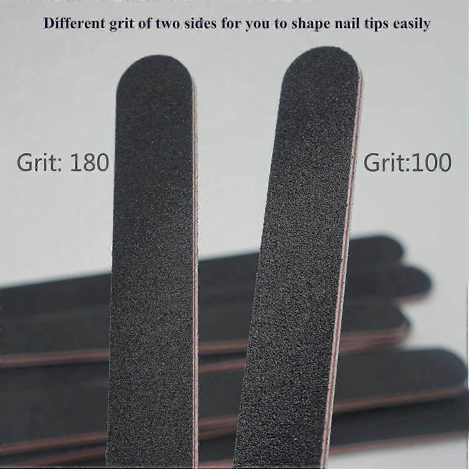 Professional Double-Sided Nail File Set - 10 PCS Black Emery Boards for Manicure & Pedicure, Buffering Tools for Salon Quality Nails