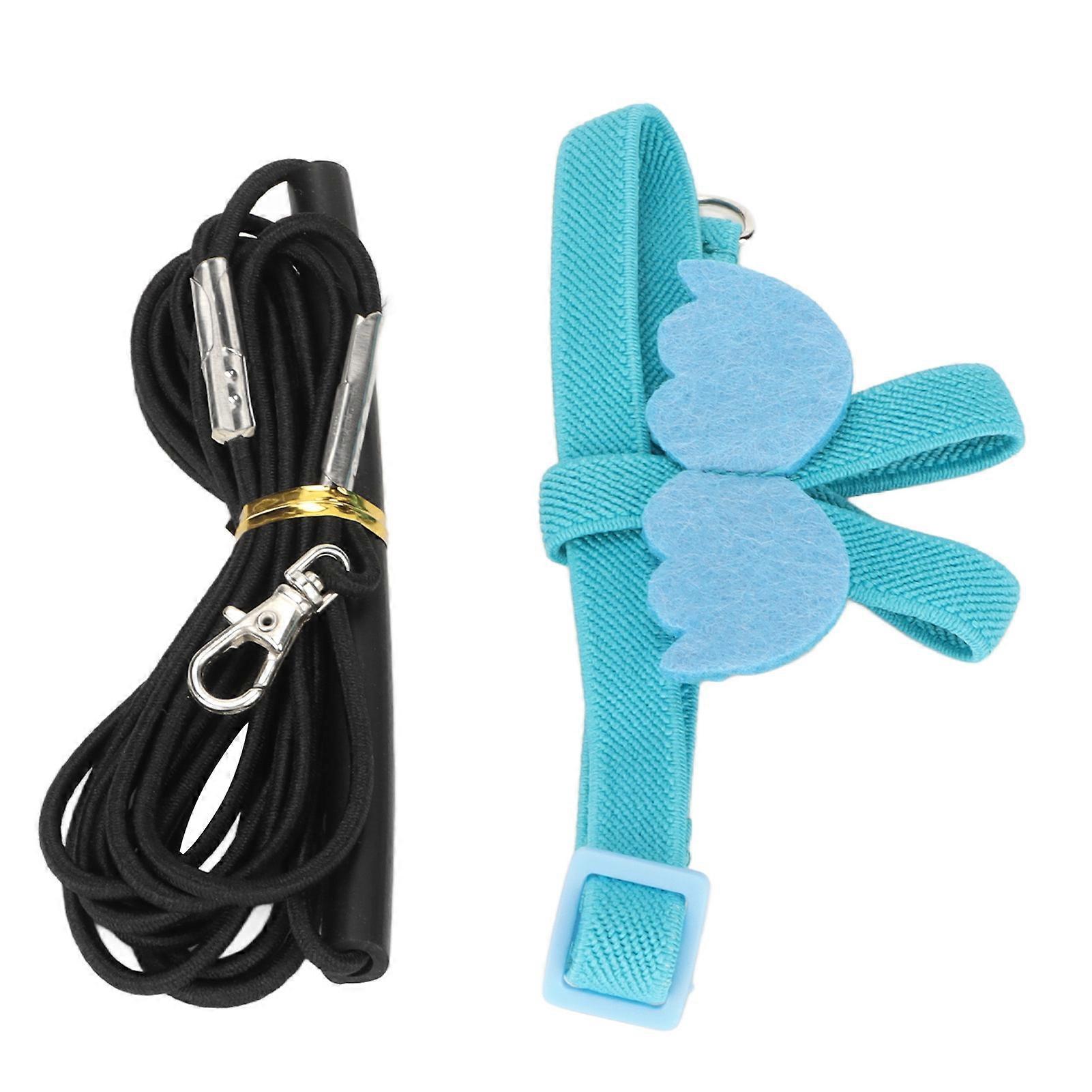 Pássaro Harness Leash Elástico Fácil de Usar Ajustável Leve Papagaio Portátil Flying Leash Alças com Asas Fofas M Blue