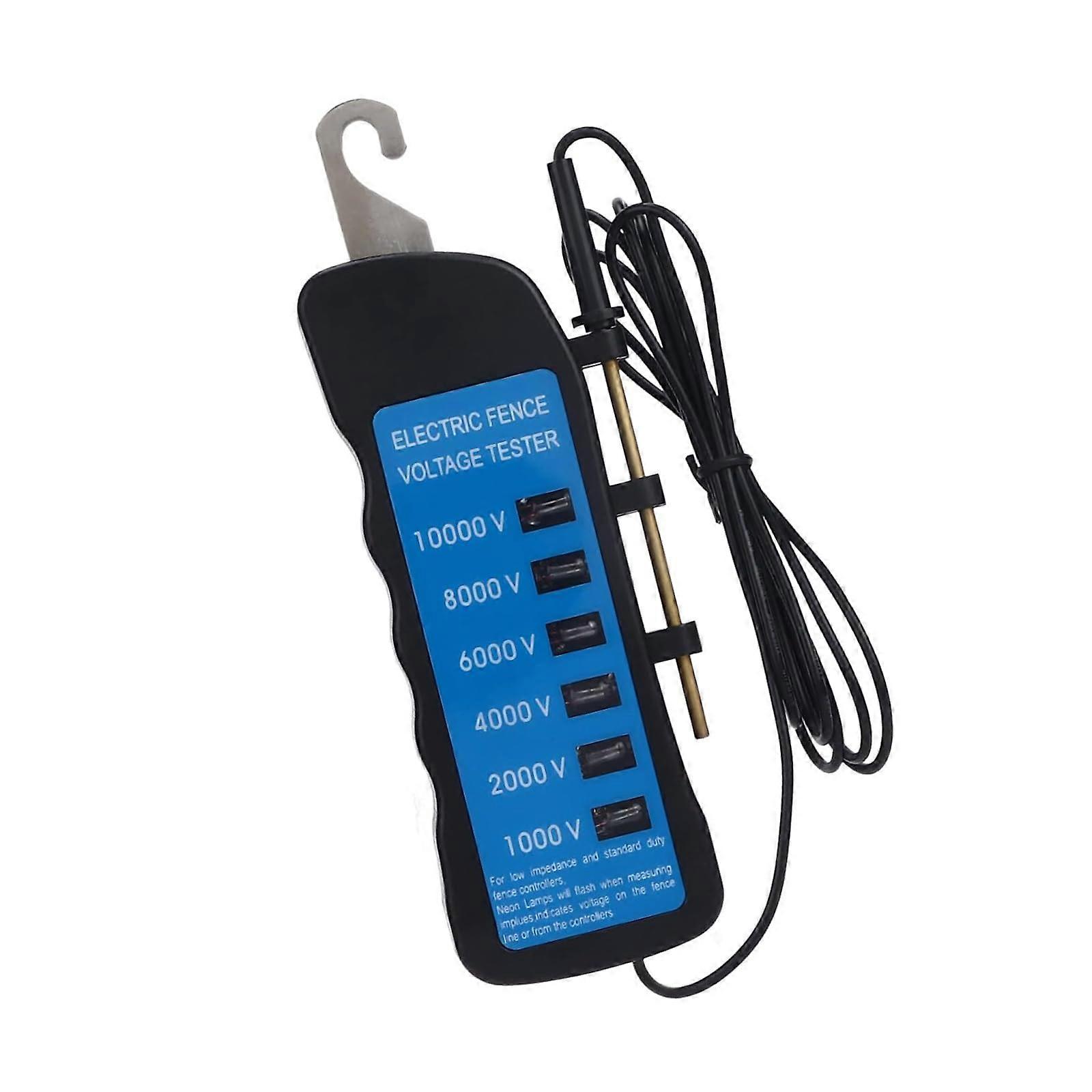 Electric Fence Tester Portable 10000V With 6 LED Indicators ABS Case Waterproof For Metal Wire And Livestock Fence