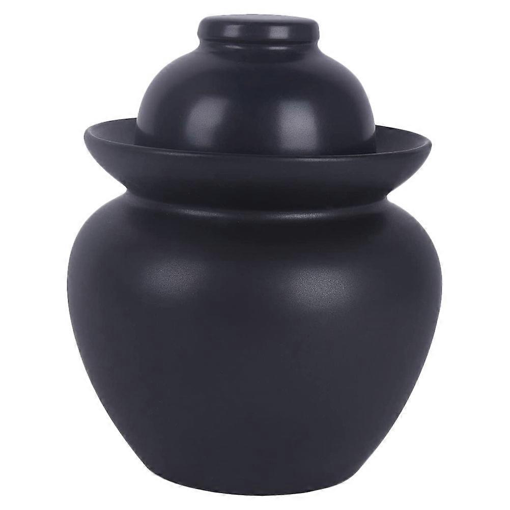Ceramic Food Storage Jar Black Round Container For Kitchen Use 1Pcs