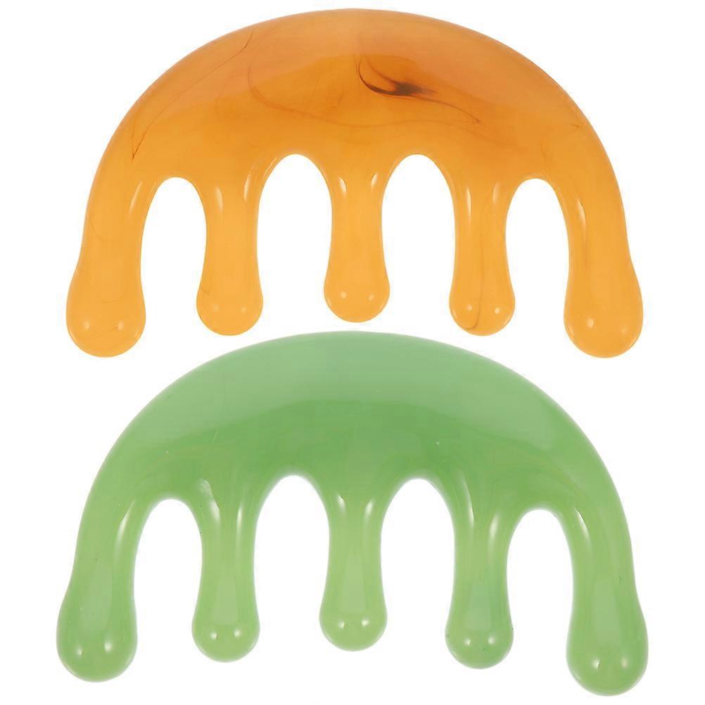 Acupoint Massage Comb Resin Scalp Scraping Tool for Stress Relief & Improved Circulation Portable Wide Tooth Relaxation Comb Set of 2