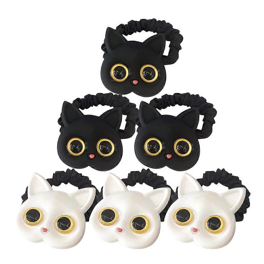 Here's a polished product description for your **6pcs Cat Hair Ties**:
**6PCS Cat Eye Hair Ties – Stylish & Gentle Elastic Ponytail Holders for
