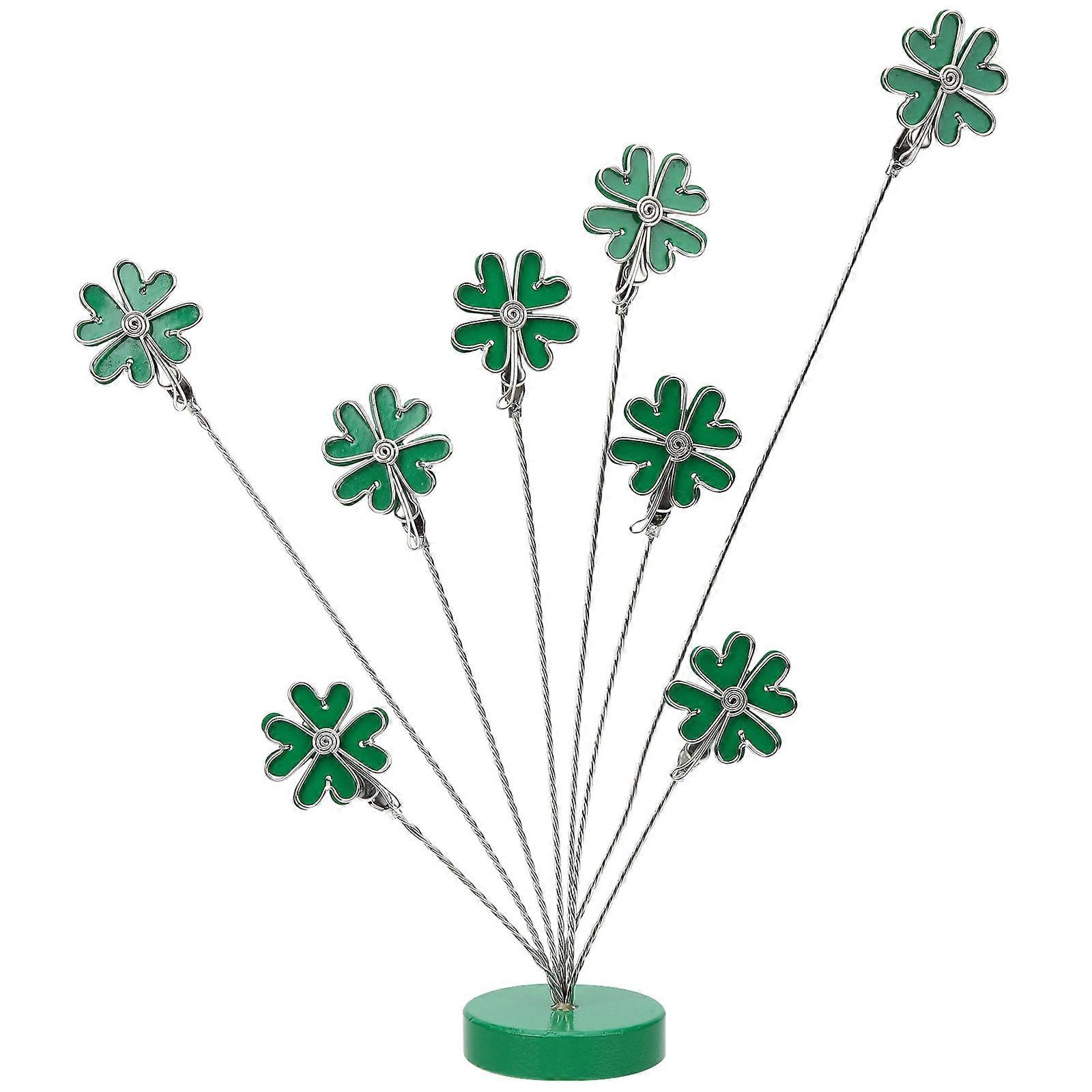 Clover Shape Table Number Holder Photo Display For Office Decorations Green 26x10cm 1Pack