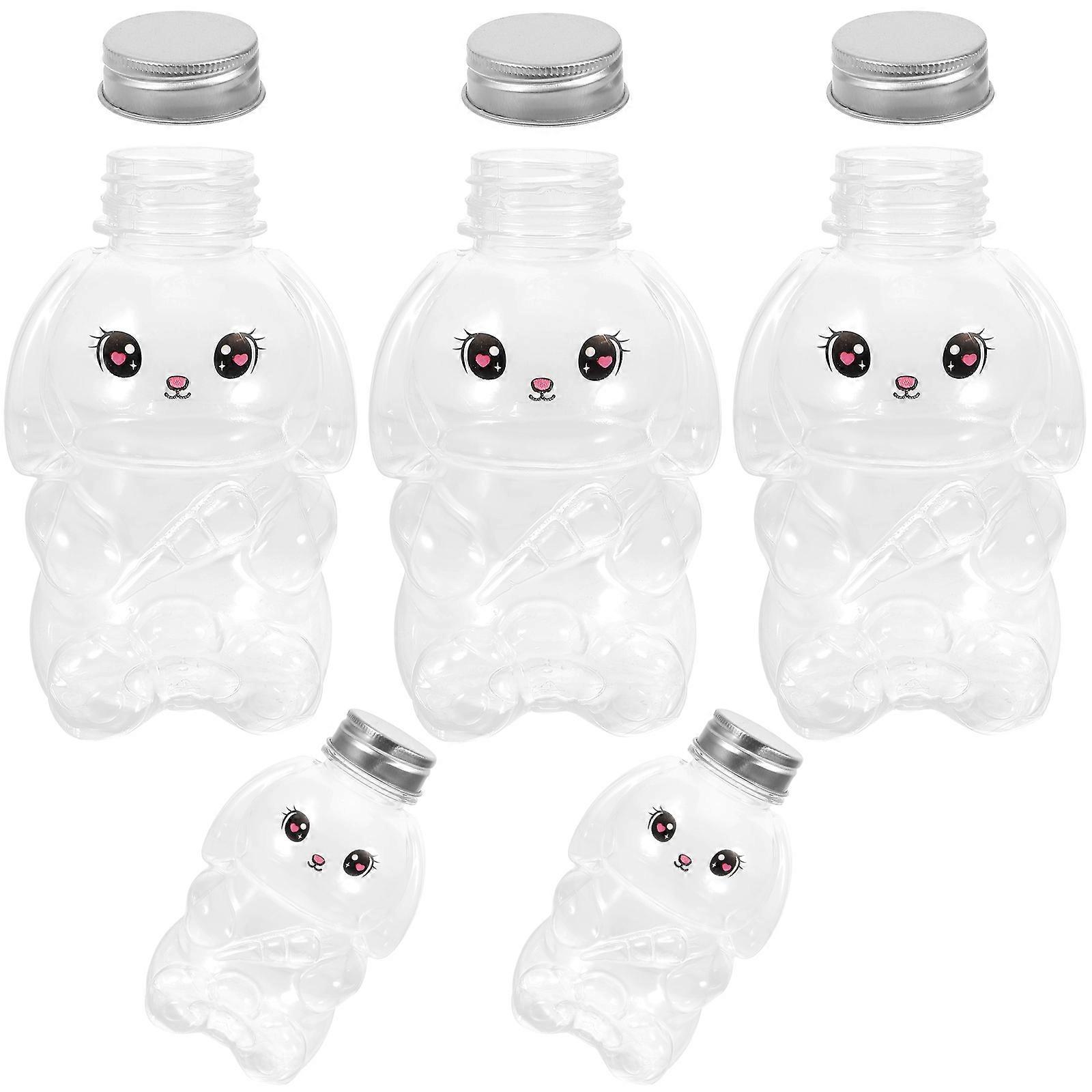 Rabbit Shape Transparent Juice Bottles 5Pcs For Work Lunch Liquid Storage 350Ml Safe Odorless