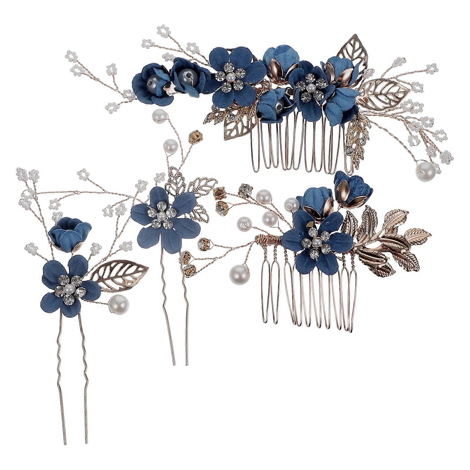 Tyylikäs kukka hiuskampa ja neulasetti strassi ja helmi morsiustarvikkeet häihin ja erikoistilaisuuksiin