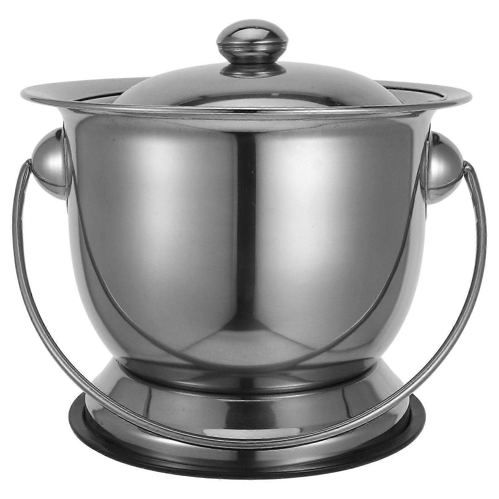 Stainless Steel with Lid – Portable Toilet for Adults, Elderly, and Pregnant Women – Durable, Easy to Pot for Home Care, Nursing, and Camping Use