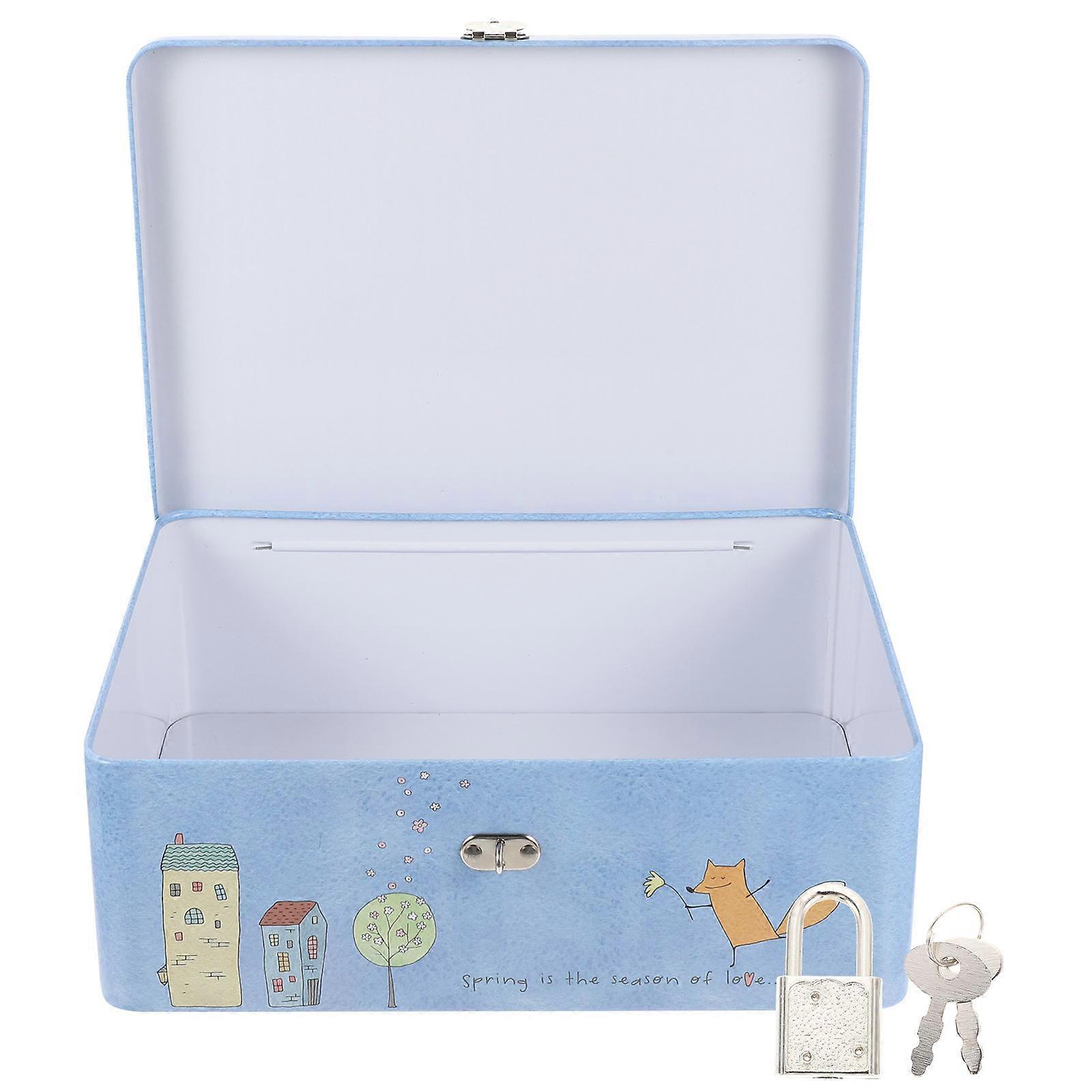 Vintage Style Decorative Tinplate Storage Container with Lock – Multi Purpose Keepsake Box for Jewelry, Coins, Buttons and More