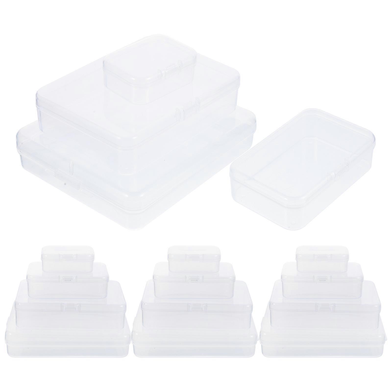 Transparent Plastic Storage Boxes for Home 24pcs Rectangular Containers Multi-functional Organizers