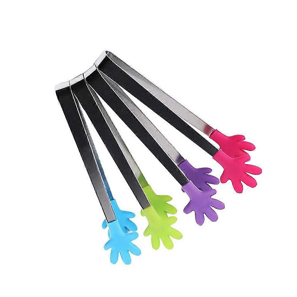 Snack Tongs Finger Style In Random Palm Color Designed For Family Gatherings Stain Free 4Pcs
