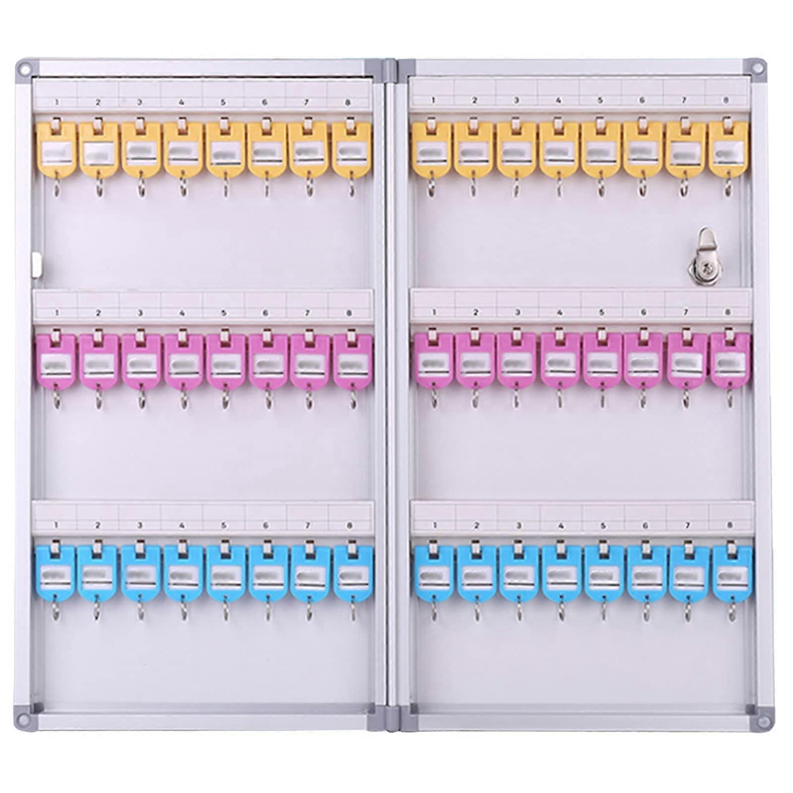 Security Key Cabinet Metal With 48 Hooks, Wall-Mount Lockable Cabinet, Steel Construction