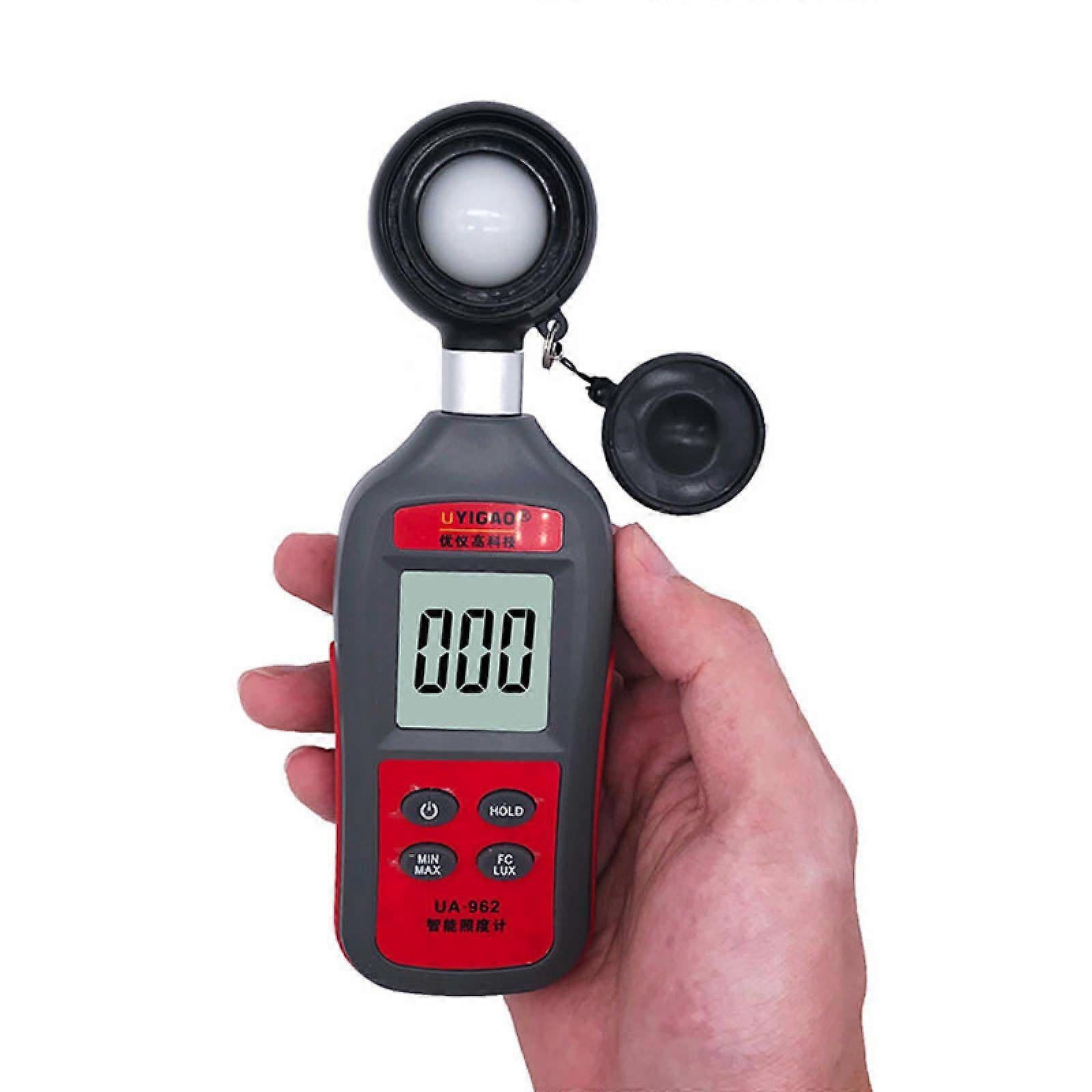 Red Mini Light Meter with LCD Screen, Portable Handheld Photometer, Digital Illuminance Tester for School, Factory, Office