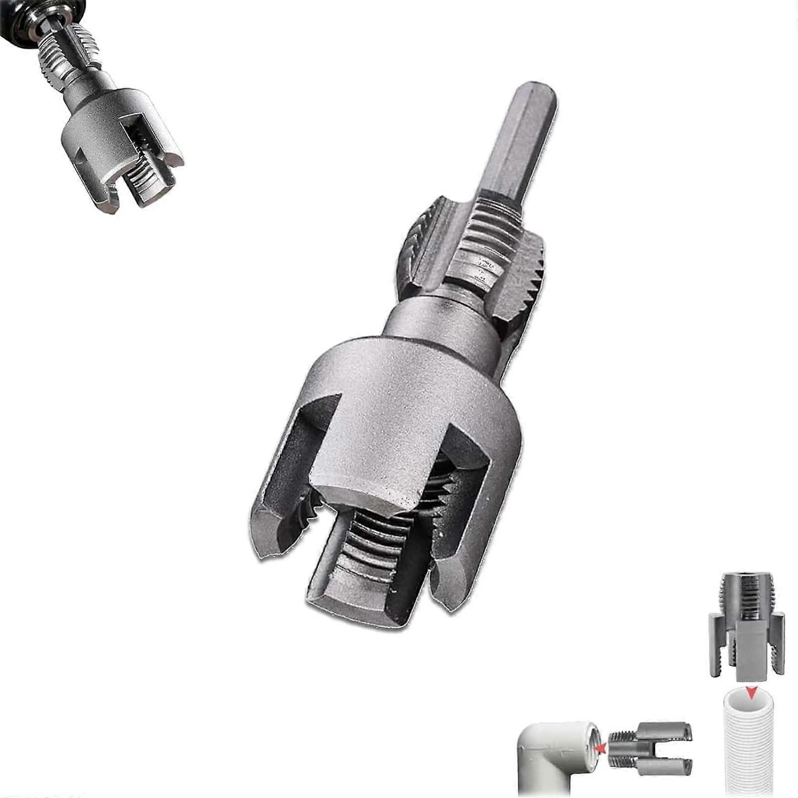 Integrated Internal  External Pipe Threading Tool, Electric Drill Compatible PVC Pipe Threader (1/2')