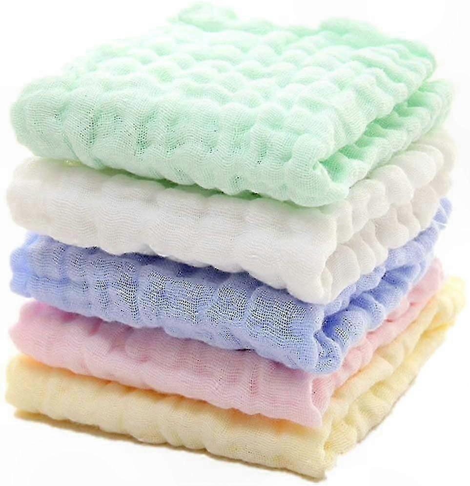 5-Pack Soft Washcloths for Babies, 6-Layer Square Towels for Infant Care and Face Cleaning