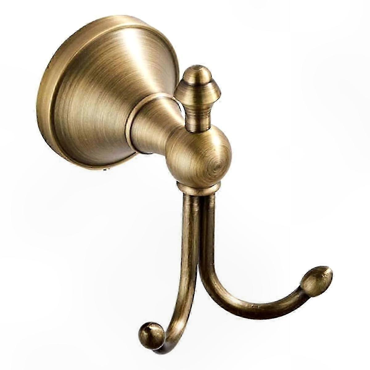 Antique Brass Double Coat Hooks for Wall Mounting, Towel and Hanging Storage Solution