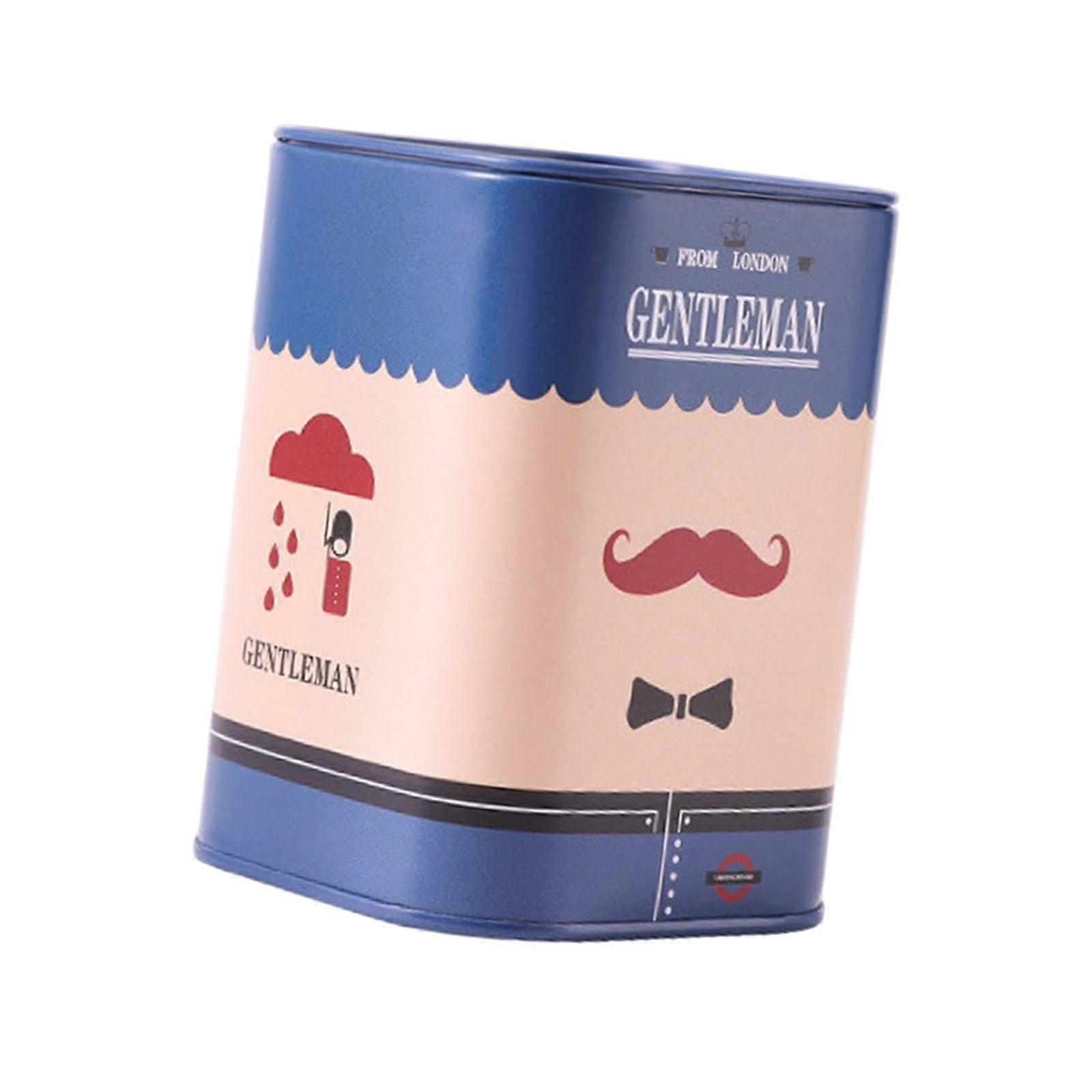 Razor Blade Disposal Container Case Metal Organizer Storage Box Multipurpose Blue Beard Pattern For Hairdressing Salon