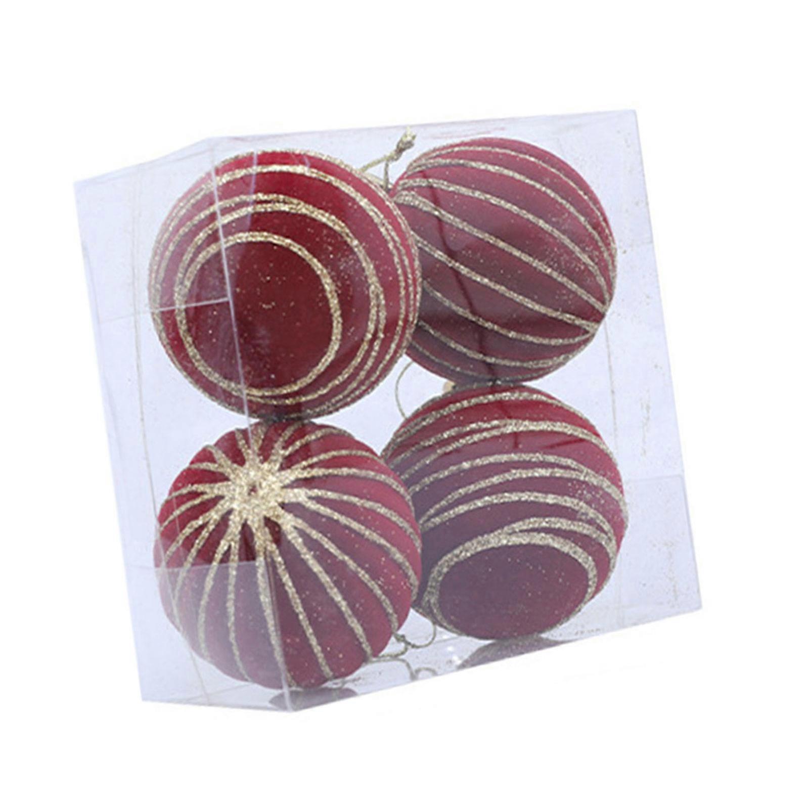 1 Box Flocking Decorative Ball For Christmas Soft Texture Hanging Pendants Perfect For Mantles Tree Styling  Burgundy