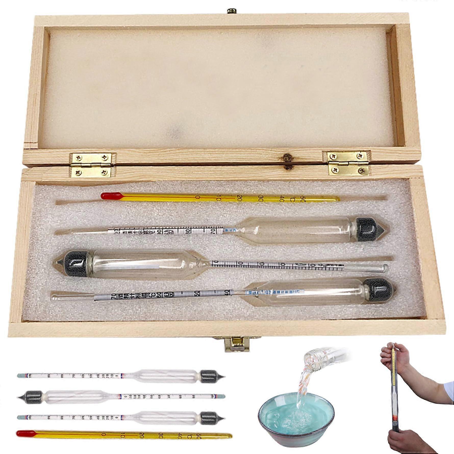 Alcohol Hydrometer Set with Thermometer for Brewing, Distilling