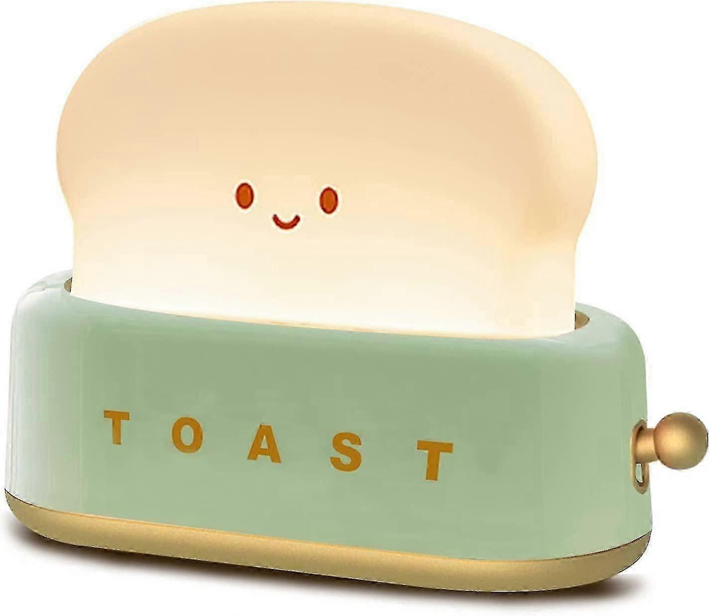 Toast Brot Led Nachtlampe, niedliche Schreibtisch Dekor Toaster Licht wiederaufladbar mit Timer, kreatives Design tragbares Schlafzimmer Nachttisch, Grün