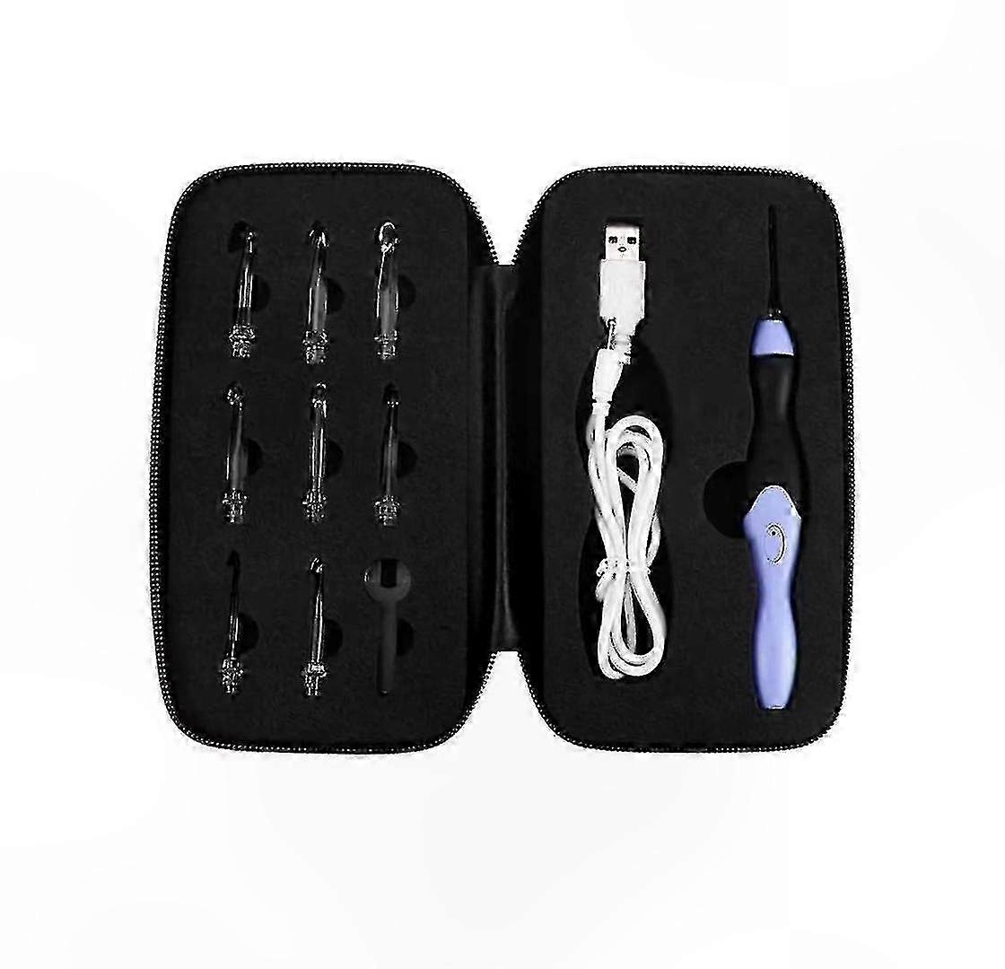 LED Crochet Hook Set with 9 Interchangeable Tips, USB Rechargeable, Dimmable Light for Crafting Projects