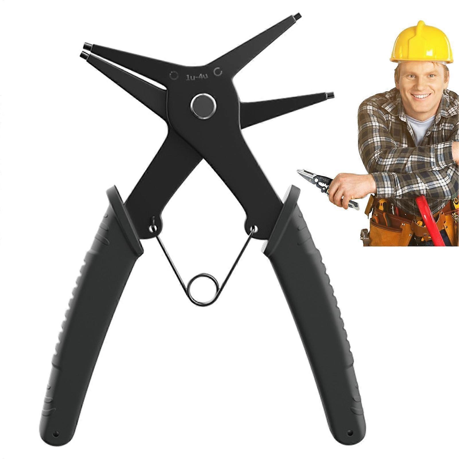 Double Purpose Snap Ring Pliers, 2 in 1 Ergonomic Hand Tools for Retaining Rings, Jump Rings, and Secure Fastening