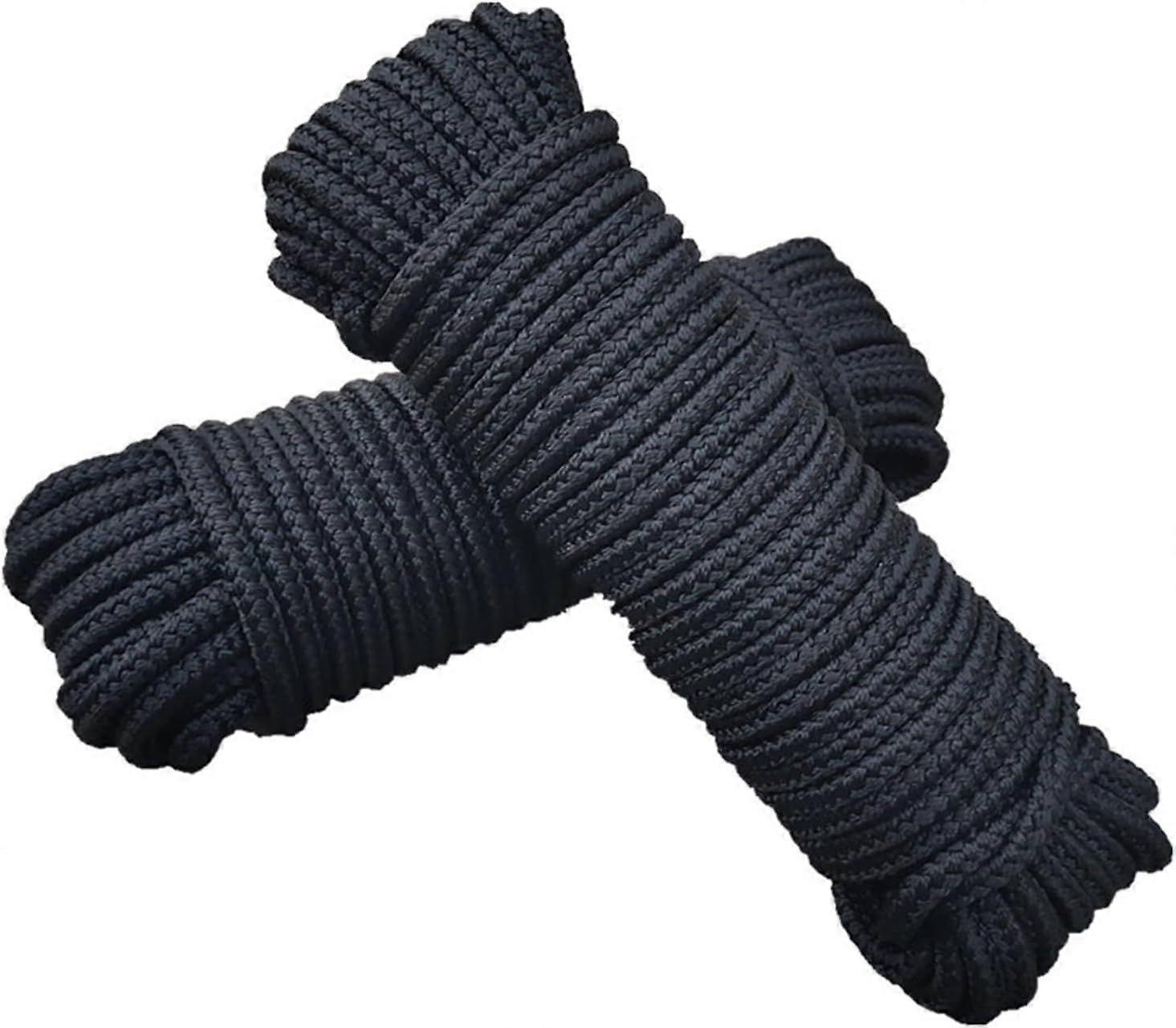 2pcs 10 Meters Double Braided Nylon Black Dock Line Boat Dock Line Mooring Rope