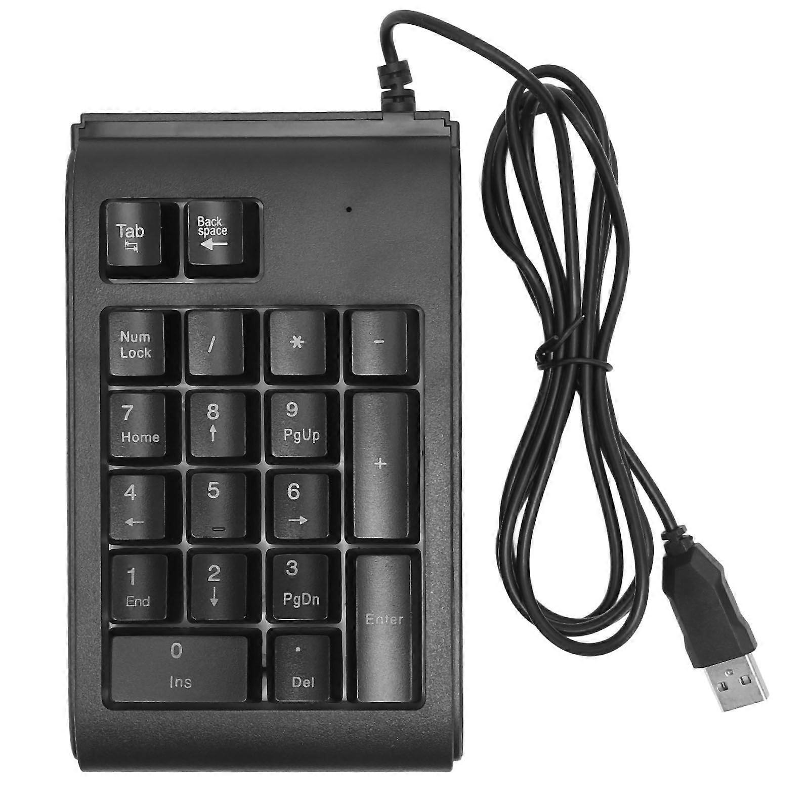 USB Wired Numeric Keypad 19 Keys Number Pad Waterproof RGB Backlight Portable for Notebook Laptop Computer Black