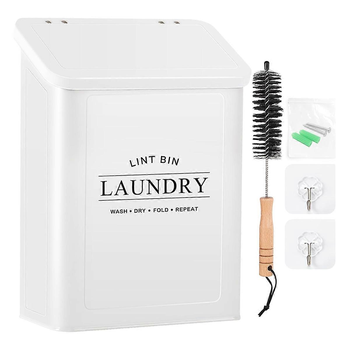 Magnetic Lint Bin Laundry Room Wall Mounted White