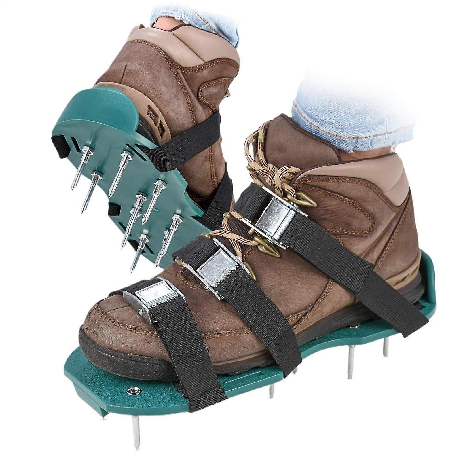 Lawn Aerator Shoes, Heavy Duty Spike Sandals, 2x Grass Spikes, Hook And Loop Straps For Lawn Soil Aeration