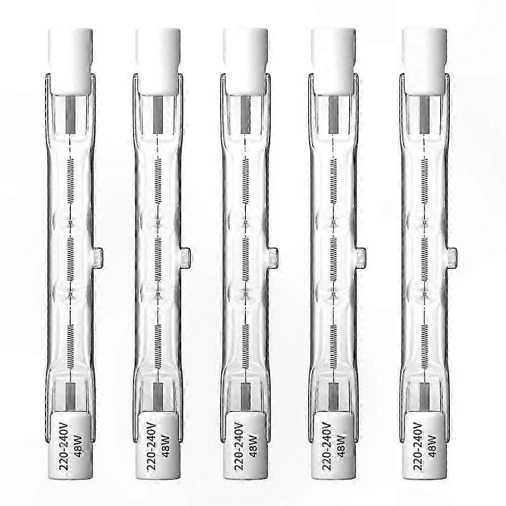 Warm White 2800K Dimmable R7S Halogen Bulbs, 48W, 5-Pack