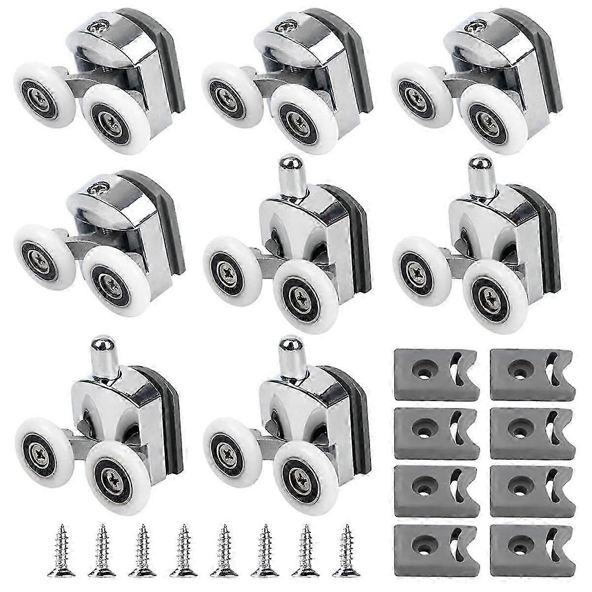 Curved Shower Door Rollers, 8Pcs Replacement Wheels for Bathroom