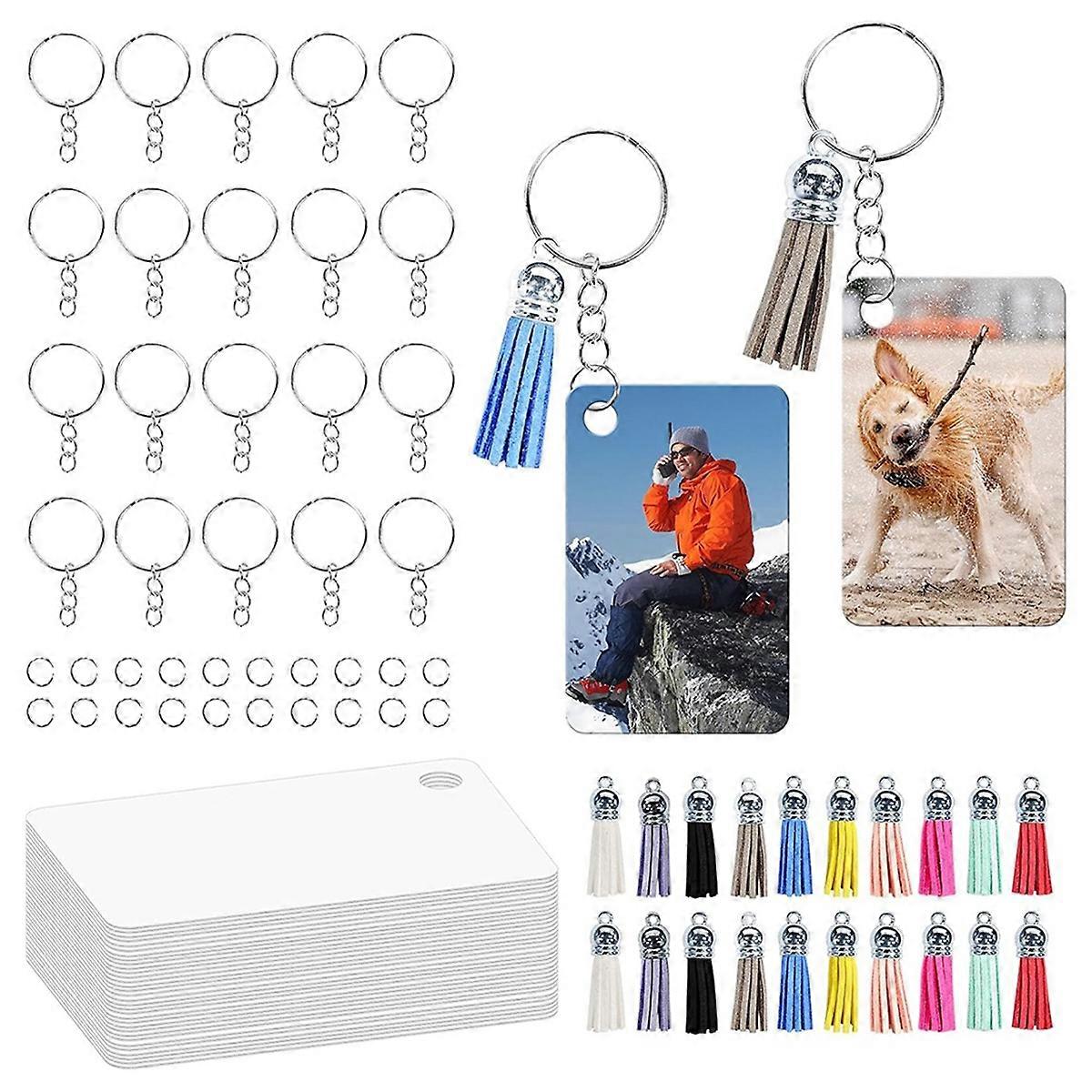 60 Pcs Metal Sublimation Keychain Blanks Bulk,Sublimation Ornament Blanks Key Chain,Double Sided Sublimation Blanks A