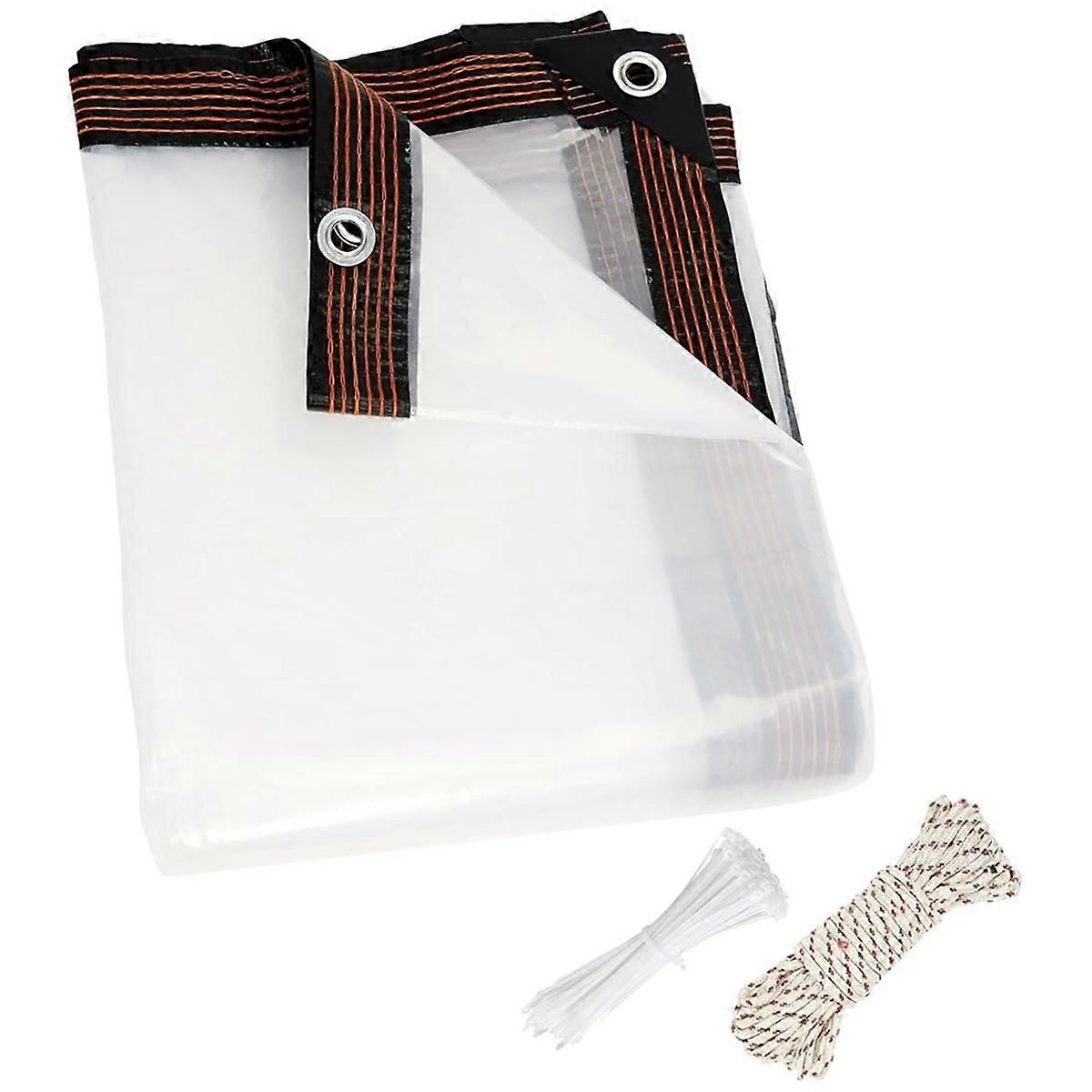 8X10 FT Bâches imperméables transparentes Revêtement imperméable à la pluie de jardin extérieur résistant, bâche en vinyle transparent avec G