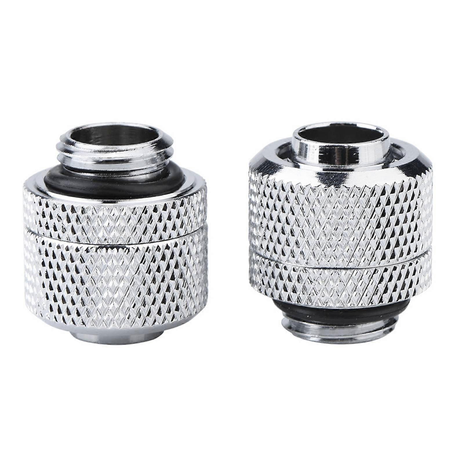2PCS G1/4 Thread Flexible Tube Connector Brass Two touch Fitting for PC Water Cooling Silver