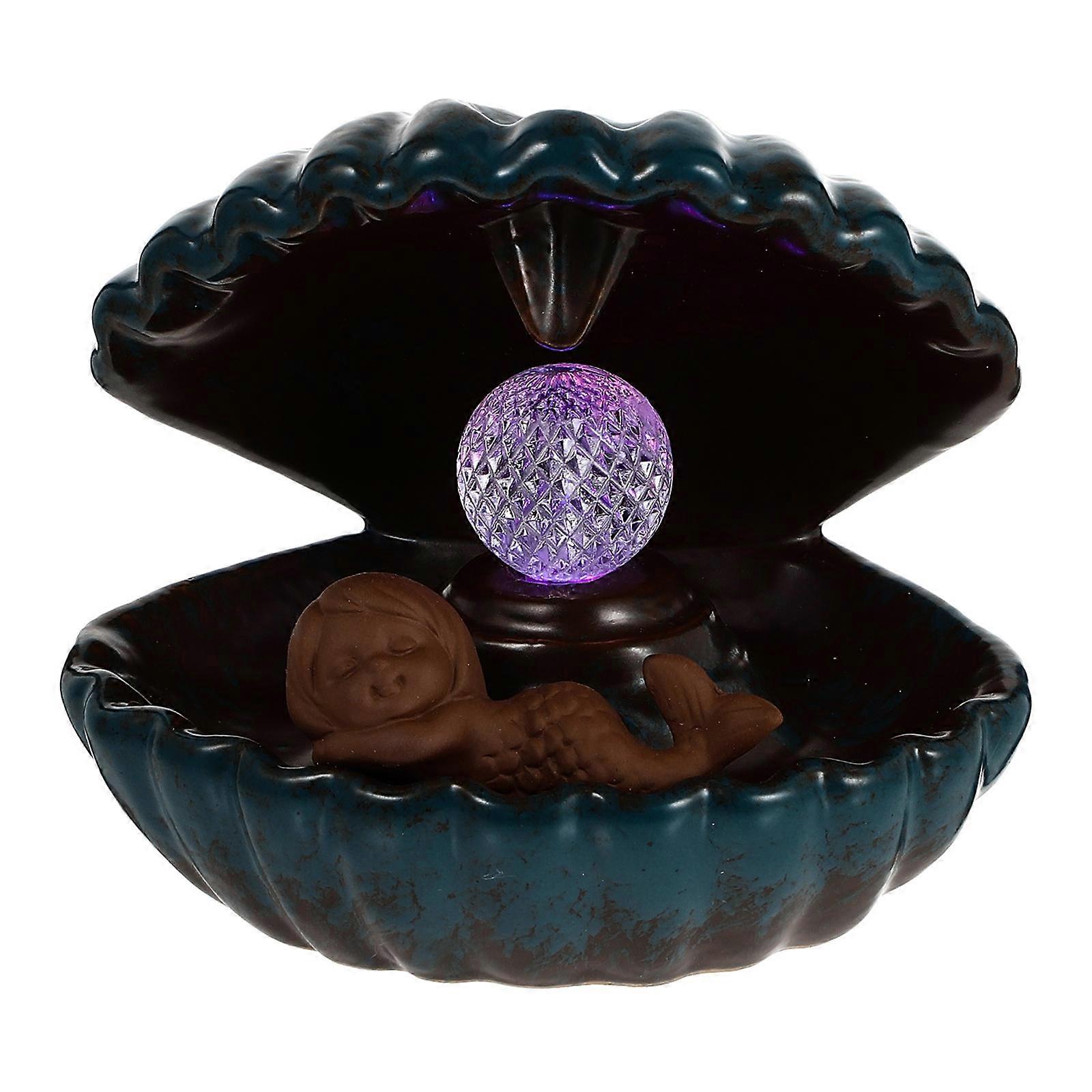 Ceramic Mermaid Aromatherapy Burner for Backflow Incense with 1Pcs Assorted Color