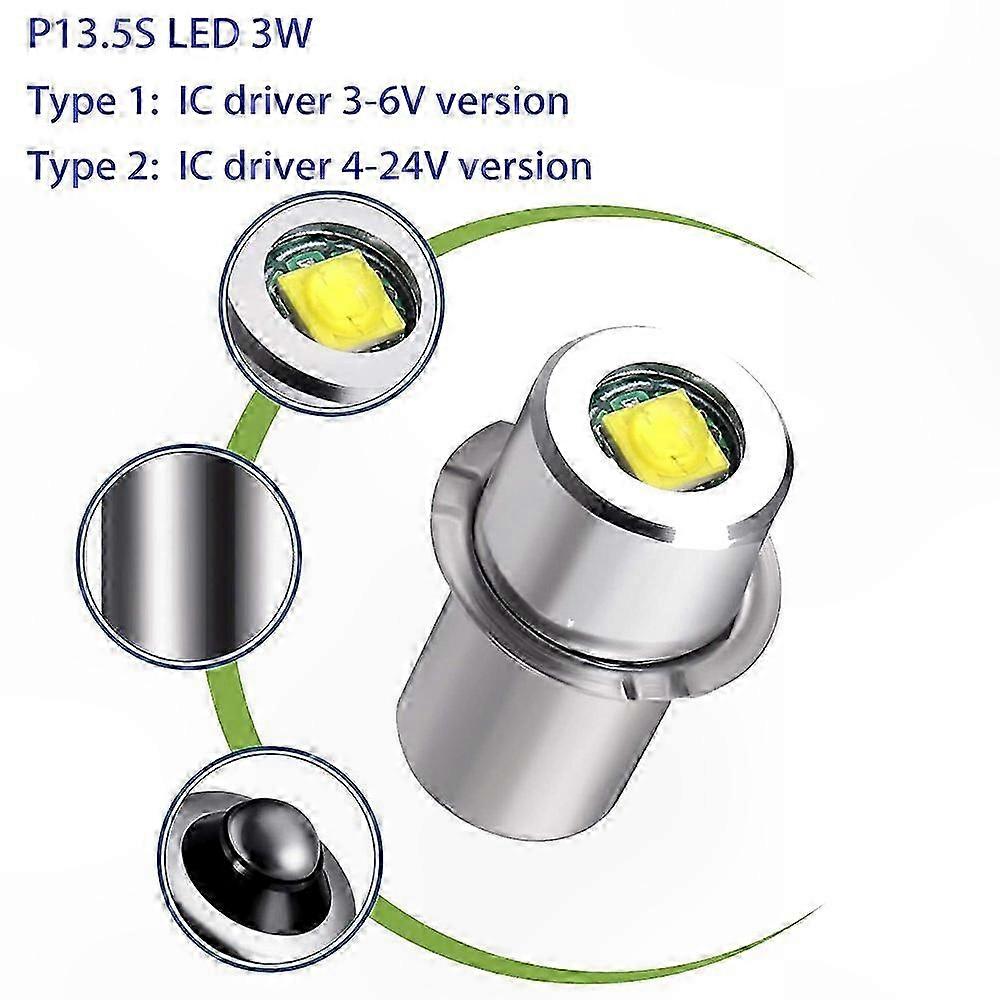 LED Bulb for Maglite Flashlight 3V-24V White Light Converter 3-16 C&D Cells Compatible