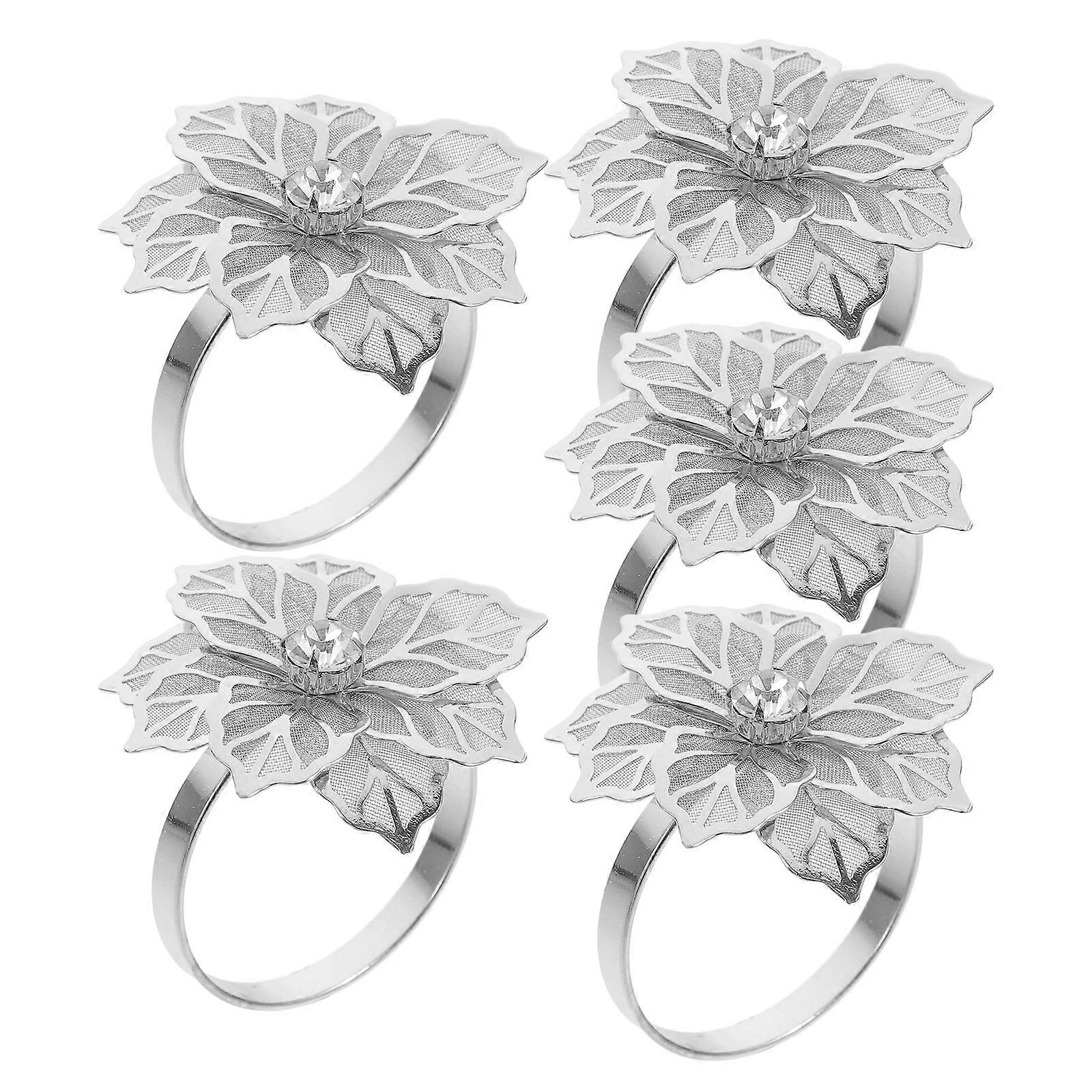 Napkin Holder Metal Flower Style Dining Table Accessories Alloy 2.1×2.1×1.8in 5Pcs