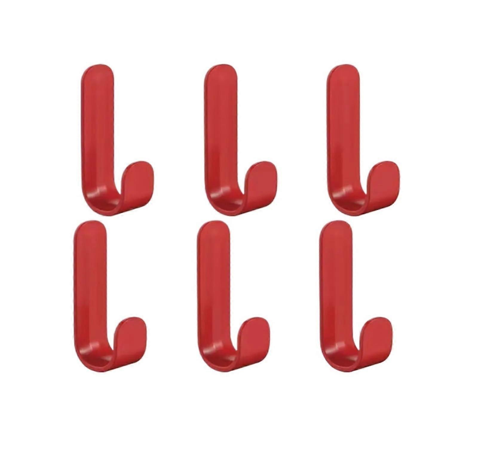 Key Hooks 6Piece SelfAdhesive Strong Wall Hooks For Towel And Door Key Bag Coat Holder Red