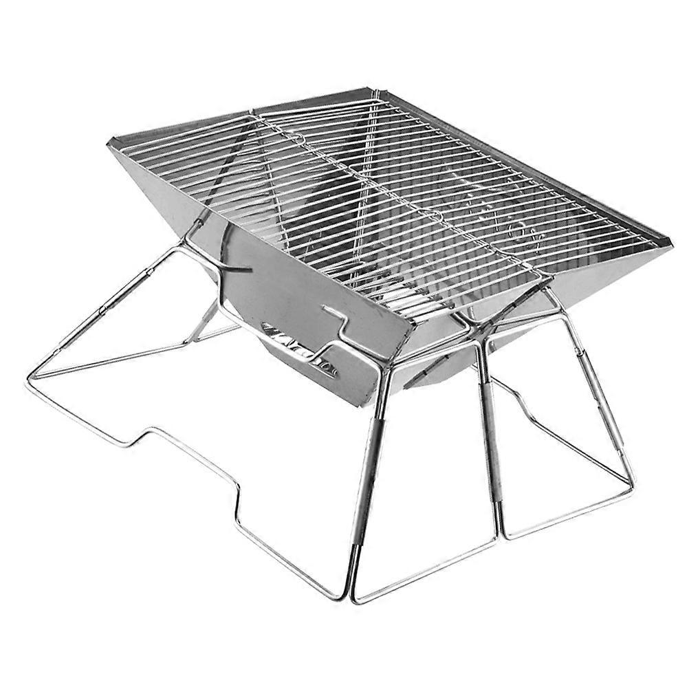 Folding Grill Convenient Barbecue Grill for Camping 1Set Silver Durable