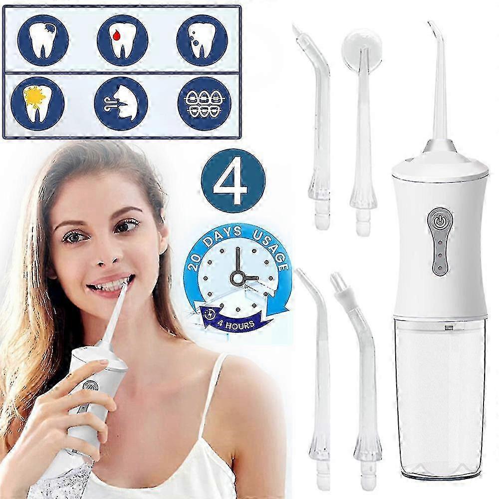 suitable for oral irrigator, electric water flosser with 4 replacement heads, 3 modes, waterproof