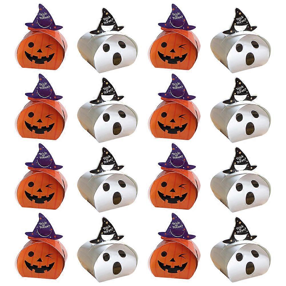 Ghost Theme Candy Box Halloween Design Portable White Scary Ghost Pumpkin Pattern Candy Storage 20Pcs