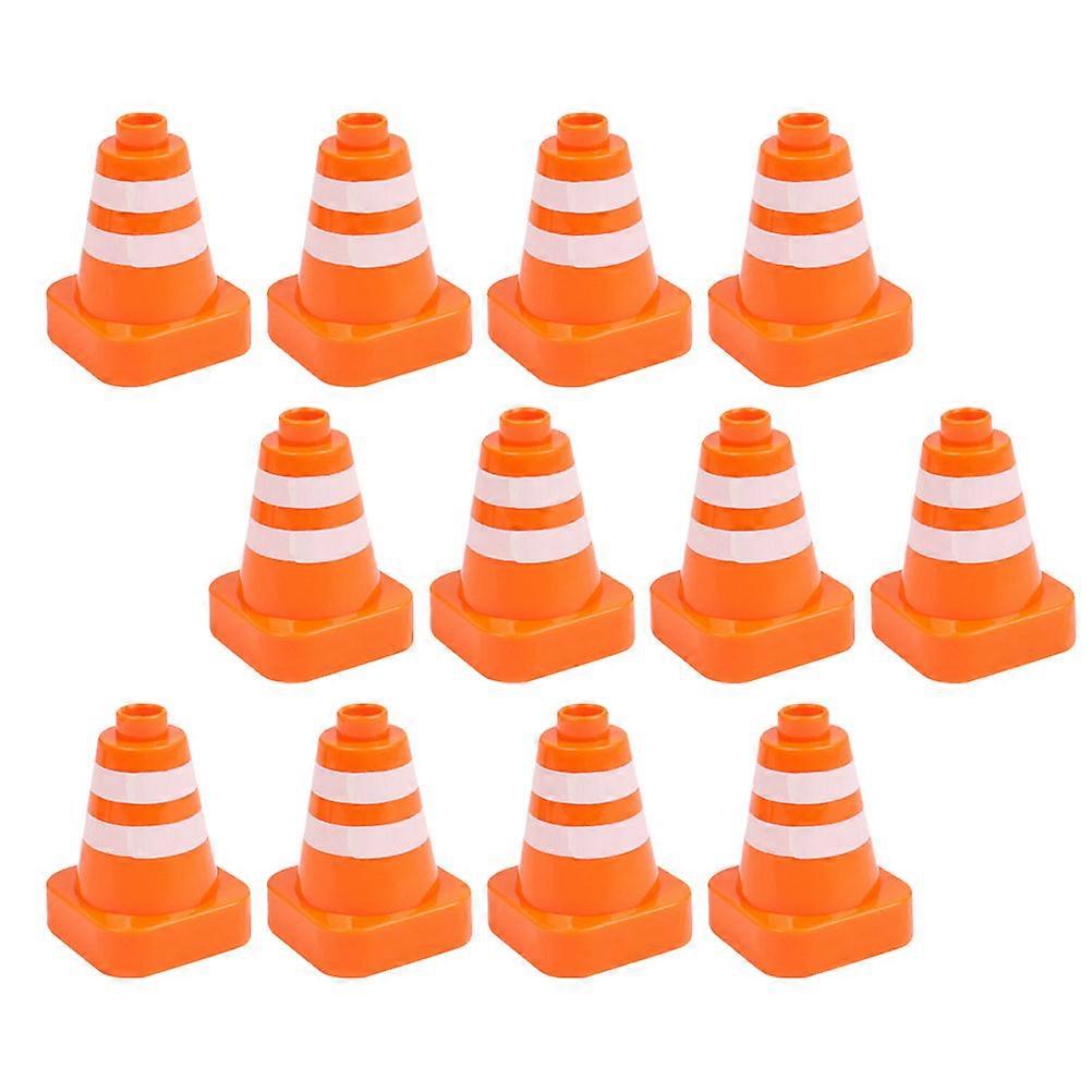 Road Cone Signs Educational Roadblock Toy for Kids 12Pcs Set Orange
