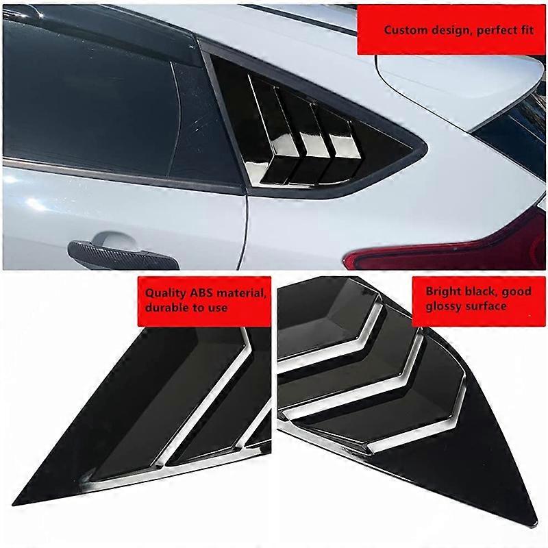 Rear Side Window Louvers for Focus MK3 ,Bright Black