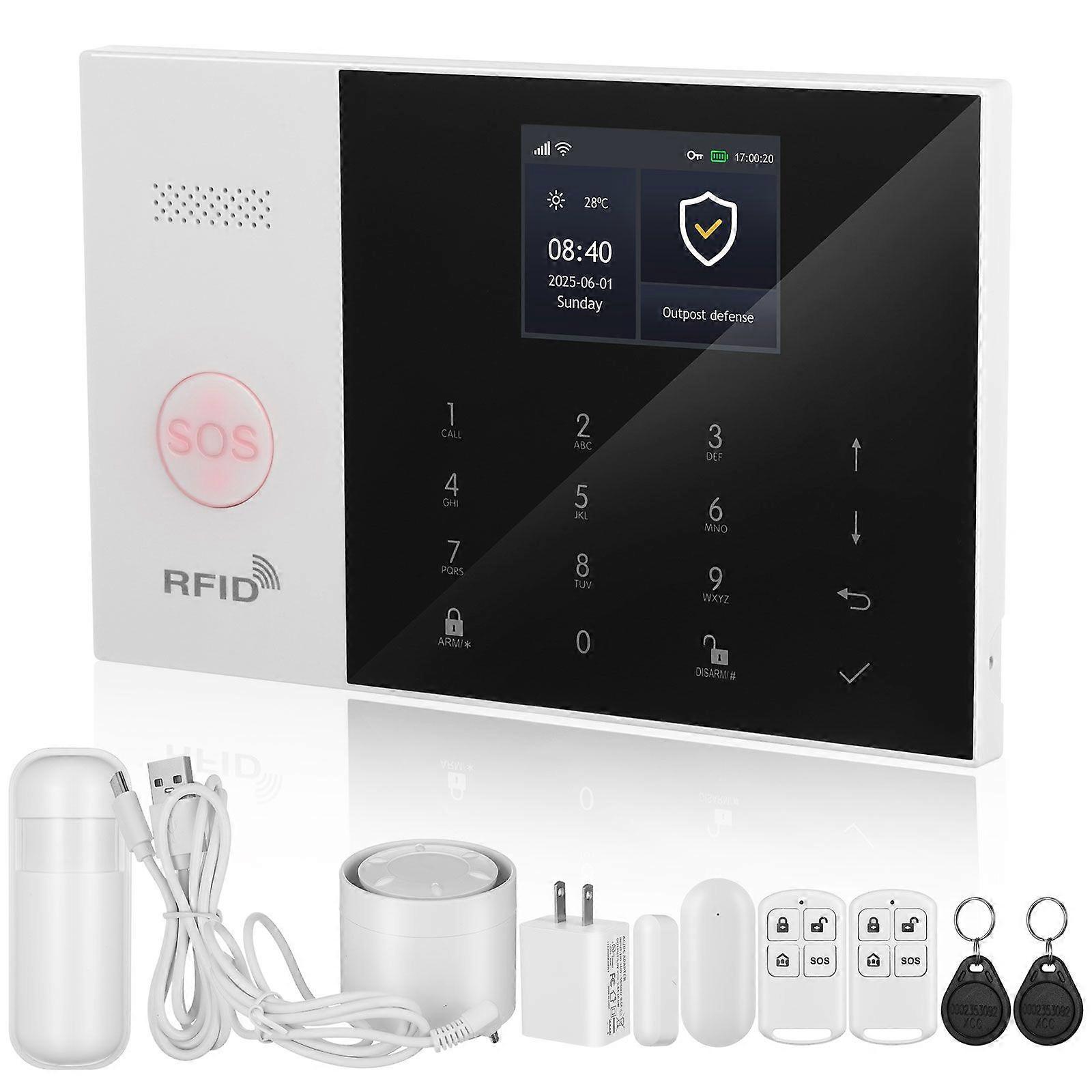 1 Set Home Alarm System: 2g Wifi Home Security Alarm System - Wireless Anti-Theft Kit For Apartment Door Window Protection US Plug