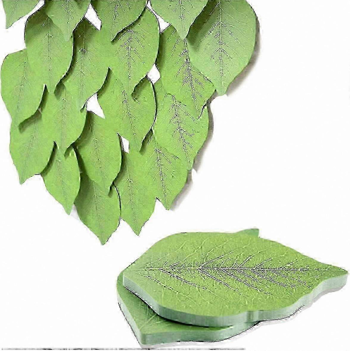 Green Leaf-Shaped Sticky Notes, 100 Sheets, 2 Pack Self-Adhesive Memo Pads for Office and Home Use