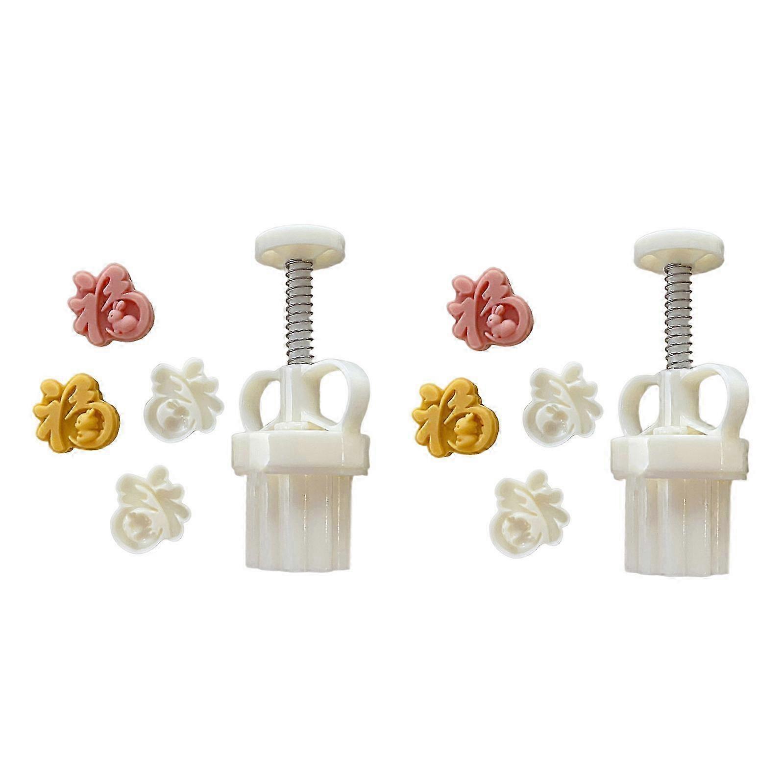 Cookie Stamps Fu Character Shaped Mooncake Mold Hand-Pressure Moon Cake Makers DIY Baking Tool for MidAutumn Festival 2025