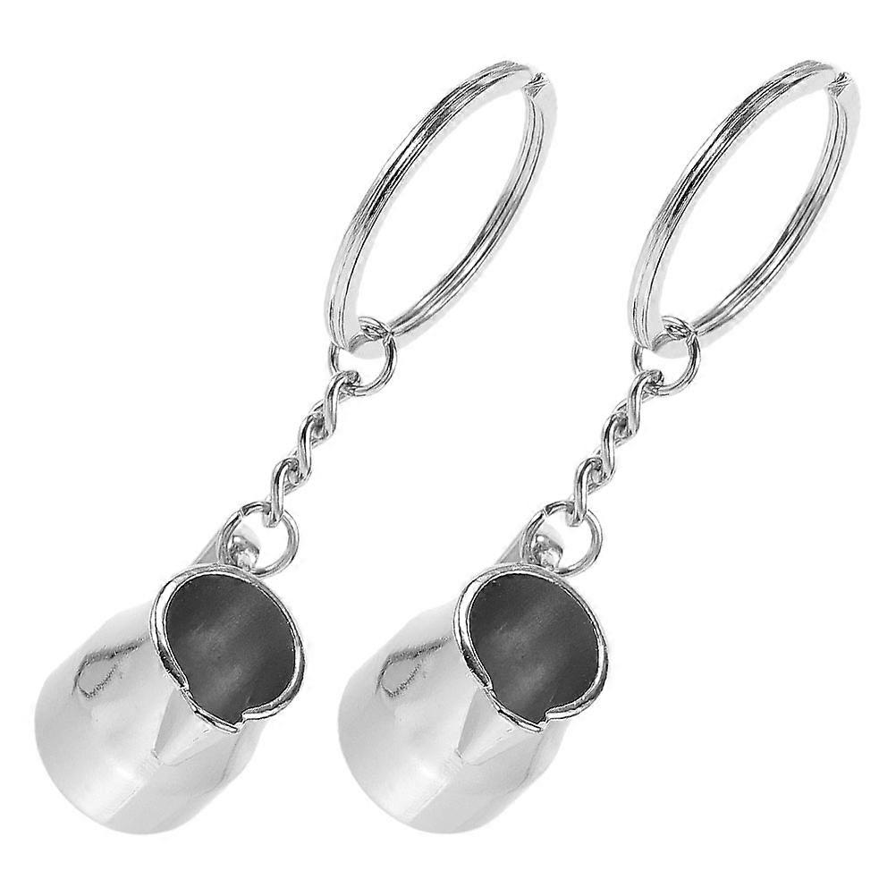Coffee Lover Keychain Latte Pitcher for Decor 2Pcs Mini Keyrings