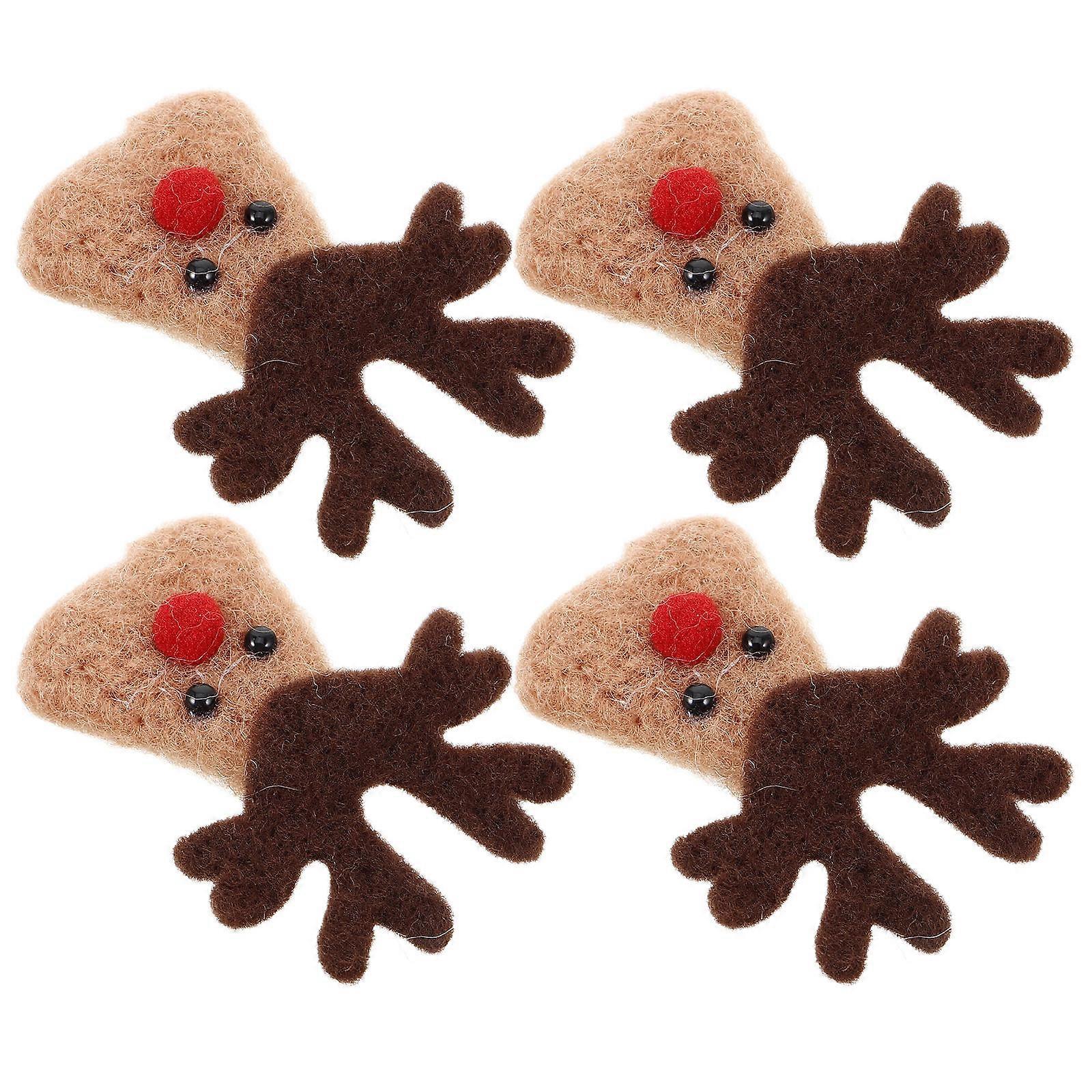 ראשי איילים לחג המולד DIY קישוטי מלאכת יד 12 יחידות קישוט צמר לבד