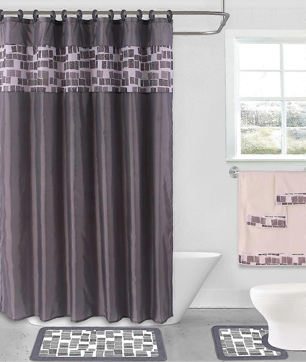 SAMIMPORT-2011 15-Piece Chenille Bathroom Decor Set with 2 Bath Mats